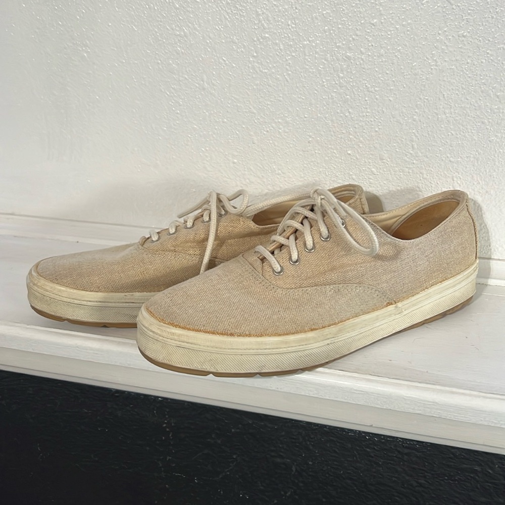 Vintage keds sneakers beige linen lace up size 9.5